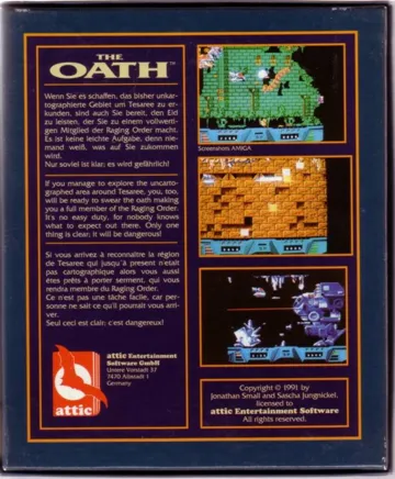 Oath, The box cover back